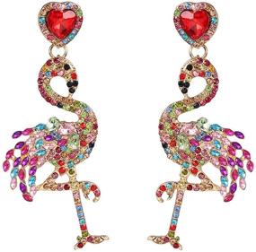 img 4 attached to Flamingo Flamingos Statement Rhinestone Earrings: Vibrant Girls' Jewelry