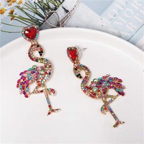 img 1 attached to Flamingo Flamingos Statement Rhinestone Earrings: Vibrant Girls' Jewelry