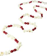 🌲 napco 6.5' unlit artificial popcorn and red cranberry christmas garland - festive holiday decor logo