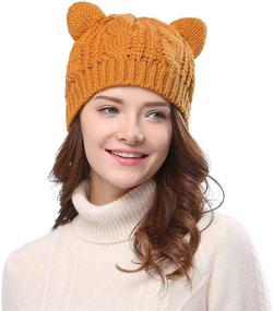 img 3 attached to 🐱 Warm and Stylish Wool Knitted CAT Kitty Ears Women Lady Girl Headwear for Christmas - umbresen