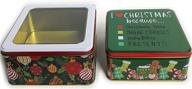 2-pack christmas cookie tins with lids for gift giving - empty candy & snack containers - holiday party favors - nesting boxes with cute ornamental design логотип