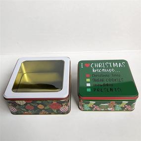 img 3 attached to 2-Pack Christmas Cookie Tins with Lids for Gift Giving - Empty Candy & Snack Containers - Holiday Party Favors - Nesting Boxes with Cute Ornamental Design