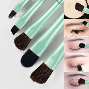 img 1 attached to 💄 5Pcs Makeup Brushes Set, Premium Synthetic Soft Bristles Cosmetic Brush Kit with Portable Eye Brushes, Eye Makeup Brush, Eyeliner Brush, and Angled Brush for Women & Girls (Green)