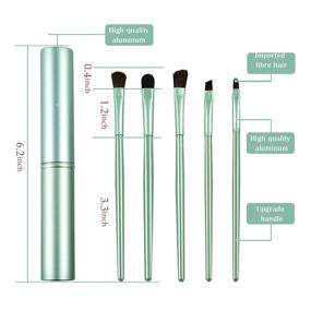 img 2 attached to 💄 5Pcs Makeup Brushes Set, Premium Synthetic Soft Bristles Cosmetic Brush Kit with Portable Eye Brushes, Eye Makeup Brush, Eyeliner Brush, and Angled Brush for Women & Girls (Green)