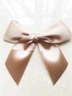 pack of 100 satin bowknot gold large cheer bows - diy craft ribbon bow appliques for gift wrapping, sewing, scrapbooking - wedding candy party decoration in champagne color logo