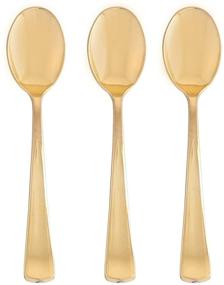 img 3 attached to 🍽️ Party Bargains 120-Pack Disposable Silverware Flatware Plastic Spoons – Durable & Elegant Polished Gold Cutlery