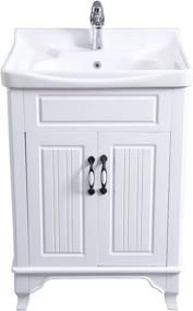 img 1 attached to 🚽 Renovators Supply Manufacturing - Adeline White Wooden Cabinet Vanity Sink 24.25" W - Large Free Standing Bathroom Sink Combo With Cabinet, Basin Sink, Overflow, Drain, Backsplash, and Hardware