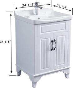 img 2 attached to 🚽 Renovators Supply Manufacturing - Adeline White Wooden Cabinet Vanity Sink 24.25" W - Large Free Standing Bathroom Sink Combo With Cabinet, Basin Sink, Overflow, Drain, Backsplash, and Hardware