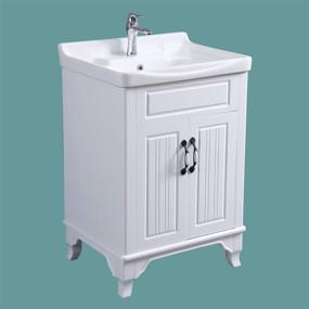 img 3 attached to 🚽 Renovators Supply Manufacturing - Adeline White Wooden Cabinet Vanity Sink 24.25" W - Large Free Standing Bathroom Sink Combo With Cabinet, Basin Sink, Overflow, Drain, Backsplash, and Hardware