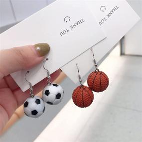 img 1 attached to 🏀 Sporty Chic: Lovely Basketball Soccer Football Dangle Earrings for Women & Girls – Resin Handcrafted Sport Jewelry