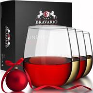 🍷 bravario unbreakable stemless plastic wine glasses - reusable, shatterproof 100% tritan plastic - dishwasher-safe, bpa-free - perfect for indoor & outdoor use - 16 oz, set of 4 logo