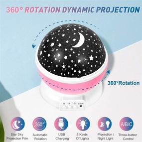 img 3 attached to 🌙 360 Degree Rotation Baby Night Lights with Moon Projector - 4 LED Bulbs, 8 Color Changing Lights, Romantic Night Lighting Lamp - Perfect Unique Gifts for Birthday, Nursery, Women, Children, Kids, and Baby