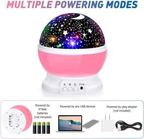 img 1 attached to 🌙 360 Degree Rotation Baby Night Lights with Moon Projector - 4 LED Bulbs, 8 Color Changing Lights, Romantic Night Lighting Lamp - Perfect Unique Gifts for Birthday, Nursery, Women, Children, Kids, and Baby
