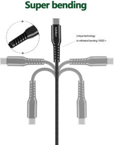 img 1 attached to 🔌 Премиальный (Premium) Нейлоновый (Nylon) USB C кабель 6фт 3шт Hibiker 3A Тип-С кабель для зарядки - Быстрая зарядка C-кабель для Samsung Galaxy S10 S10E S9 S8 S20, Note 10 9 8, Z Flip - Совместим с LG G5 G6 V20 V30 V40 (Черный)