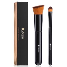 img 4 attached to DUcare Eye Concealer Brushes Set of 2 - Angled Flat Top Kabuki Brushes for Liquid Blending, Mineral Powder Makeup Tools