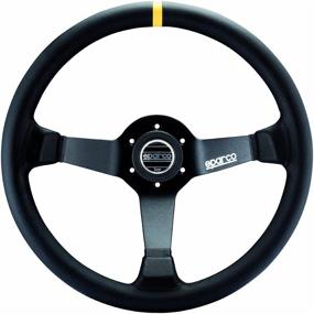 img 1 attached to Sparco 015R345MLN Black Leather Steering Wheel, 350mm Diameter