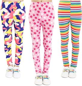 img 4 attached to 👧 Adorel Girls' Colorful Pack of 3 Full-Length Leggings with Stretch Fabric