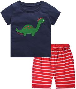 img 4 attached to Nwada Boys Summer Shorts Sets - Tops + Shorts Outfits for Kids 2-7 Years - Holiday Playwear Clothes Sets