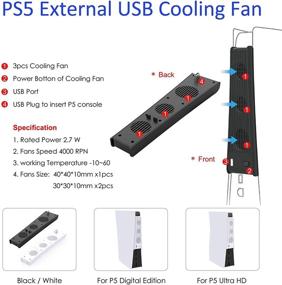 img 1 attached to 🎮 Pandaren Cooling Fan for Sony Playstation 5, USB External Cooler with 3 Fans for PS5 Digital Edition & Ultra HD Video Game Consoles - Mini Cooling System for Optimized Performance