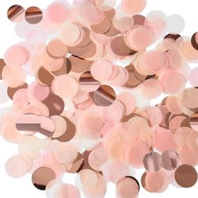 img 4 attached to 🌸 Розовая бумажная конфетти с блестящими частичками имитации золота на стол: 1,76 унций сверкающего украшения