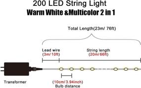 img 1 attached to 🎄 UL Certified 67Ft 200 LED Christmas String Lights - Warm White to Multicolor - Ideal for Home Patio, Garden, Party, Wedding, Christmas Tree Outdoor Indoor Decorations - Fairy Lights with Plug-in