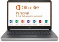 💻 hp 14" hd intel n4000 laptop + 1 year microsoft office, silver, windows 10 | 4gb ram 64gb emmc webcam | 14-14.99 inches (7mp91ua) logo