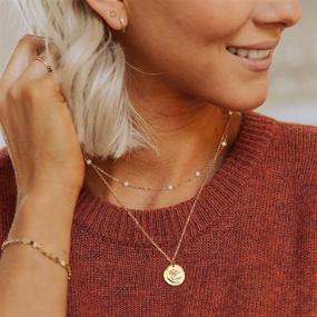 img 3 attached to 👩 CHESKY Gold Mom Necklace: 18K Dainty Pearl Layered Choker with Engraved Mama Birth Month Flower Disc and Simple Mommy Coin Disk Charm - Perfect Mother-Daughter Pendant for Birthday Gift