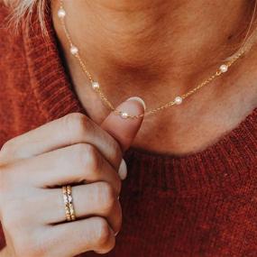 img 1 attached to 👩 CHESKY Gold Mom Necklace: 18K Dainty Pearl Layered Choker with Engraved Mama Birth Month Flower Disc and Simple Mommy Coin Disk Charm - Perfect Mother-Daughter Pendant for Birthday Gift