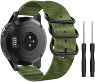 moko зеленый армейский ремешок для garmin fenix 6 pro и других - тонкий плетеный нейлоновый ремешок с металлической пряжкой. логотип