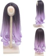 🎀 stunningly chic bjd doll wig: long deep wave curly ombre black light purple, heat resistant fiber - perfect for 1/3 bjd sd dolls! logo