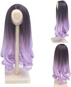 img 1 attached to 🎀 Потрясающий шик BJD парик для кукол: Длинные волнистые кудри Омбре черного и светло-пурпурного цветов, термоустойчивый волокно - идеально подходит для кукол 1/3 BJD SD!