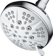 💦 notilus high-pressure shower head with 6 settings, 4.3" face, modern luxury spa design - solid brass metal connection, angle-adjustable ball joint, anti-clog jets, chrome finish logo