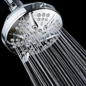 img 2 attached to 💦 NOTILUS High-Pressure Shower Head with 6 Settings, 4.3" Face, Modern Luxury Spa Design - Solid Brass Metal Connection, Angle-Adjustable Ball Joint, Anti-Clog Jets, Chrome Finish