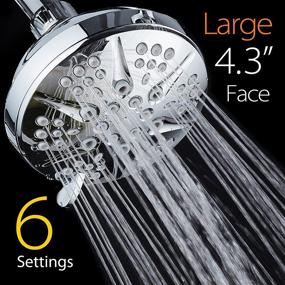 img 3 attached to 💦 NOTILUS High-Pressure Shower Head with 6 Settings, 4.3" Face, Modern Luxury Spa Design - Solid Brass Metal Connection, Angle-Adjustable Ball Joint, Anti-Clog Jets, Chrome Finish