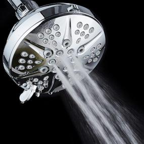 img 1 attached to 💦 NOTILUS High-Pressure Shower Head with 6 Settings, 4.3" Face, Modern Luxury Spa Design - Solid Brass Metal Connection, Angle-Adjustable Ball Joint, Anti-Clog Jets, Chrome Finish