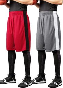 img 4 attached to 🏀 COOFANDY Men's 2-Pack Basketball Shorts, Dry Fit Mesh Workout Running Shorts with Pockets - Active Athletic Performance Shorts