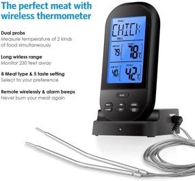 img 3 attached to 🌡️ AMIR Meat Thermometer with Waterproof Probe - Digital Instant Read Thermometer for Kitchen Cooking, BBQ, Poultry, Grill - Foldable, Black