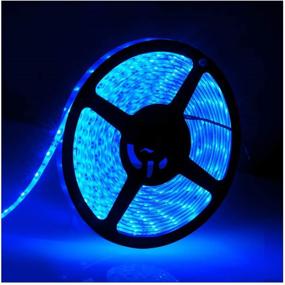 img 4 attached to 💧 IP65 Waterproof Flexible LED Strip Light - 12V, 16.4ft/5m Cuttable, Blue LED Tape with 300 Units 3528 LEDs - Power Cord & Adapter Not Included