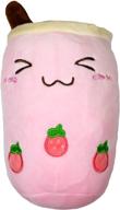 🍓 omega pax strawberry boba milk tea plushie pillow: super soft comforting stuffed animal toy for snuggling and travel logo