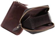 👛 earnda genuine leather rfid blocking credit card case wallet for women - dark brown accordion wallet logo