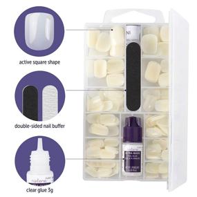 img 3 attached to 💅 Nailene So Natural Fake Nails, Undecorated – Artificial Nail Kit with 216 Nails (12 Sizes) and Nail Glue – Enhanced for Comfort & Natural Appearance – False Nails with Long-lasting Up to 7-Day Wear