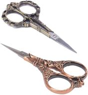 bihrtc 2 pairs sewing scissors vintage european style flower pattern needlework embroidery stainless steel scissors tailor craft scissors (copper+bronze) logo