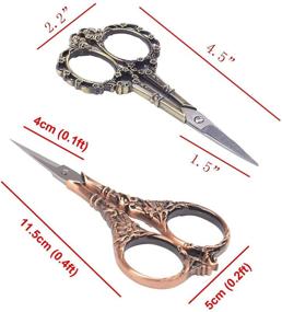 img 3 attached to BIHRTC 2 Pairs Sewing Scissors Vintage European Style Flower Pattern Needlework Embroidery Stainless Steel Scissors Tailor Craft Scissors (Copper+Bronze)