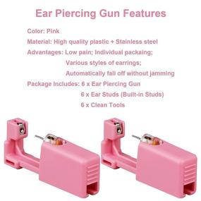 img 2 attached to Get Professional Ear Piercing Results with PRGISLEW Ear Piercing Gun Kit - 6 Pack Disposable Tools with Studs and Cleaning Tool - Perfect for Helix and Cartilage Piercings - Silver