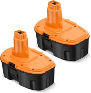 high capacity 3.8ah 18v replacement battery pack (2-pack) compatible with dewalt 18 volt battery xrp dc9096 dc9099 dc9098 dw9099 dw9098 cordless power tools logo