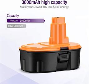 img 3 attached to High Capacity 3.8Ah 18V Replacement Battery Pack (2-Pack) Compatible with Dewalt 18 Volt Battery XRP DC9096 DC9099 DC9098 DW9099 DW9098 Cordless Power Tools