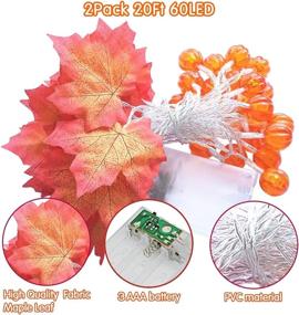 img 2 attached to 🎃 Thanksgiving Pumpkin Lights Fall Decorations Maple Leaves String Lights - 20 ft 60 LED Battery Operated Fall Garland for Indoor Home Outdoor Halloween Fall Decor Holiday