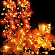 🎃 thanksgiving pumpkin lights fall decorations maple leaves string lights - 20 ft 60 led battery operated fall garland for indoor home outdoor halloween fall decor holiday логотип