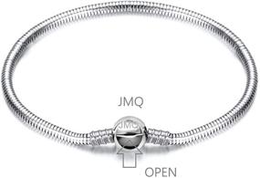 img 2 attached to 📿 Lucky Beads Circle Charms: Stylish Stainless Steel Euro Bracelet for Women and Girls - Choose Your Ideal Length 14.5cm to 20.5cm!