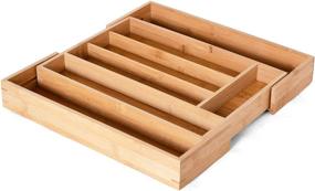 img 3 attached to 🎍 Bamboo Drawer Organizer by Copco - Expandable Flatware Tray